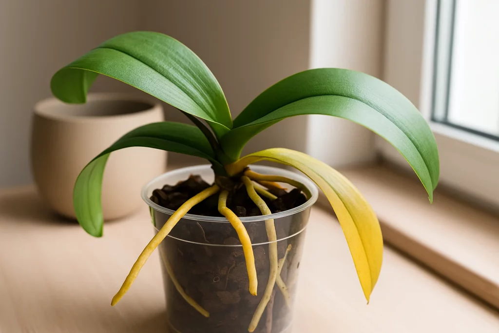 Orquídea amarelando as raízes Veja o que ajustar na drenagem
