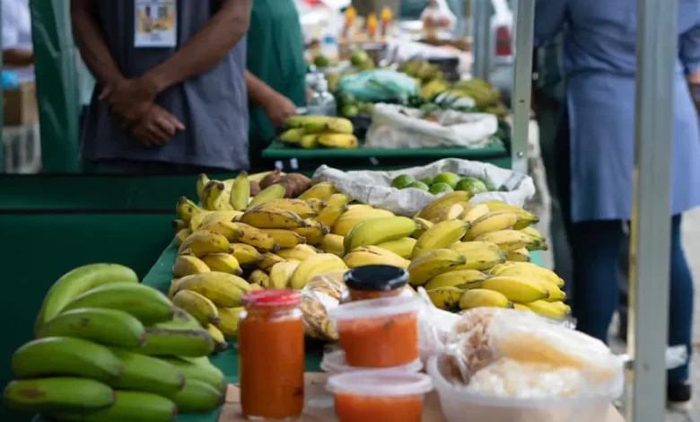 Produtos da agricultura familiar à venda em feira local de Mangaratiba