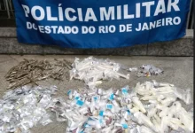 Material apreendido pelos policiais do 24º BPM