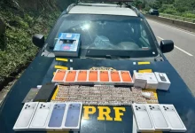 A PRF apreendeu celulares de última geração, medicamentos e outros produtos contrabandeados